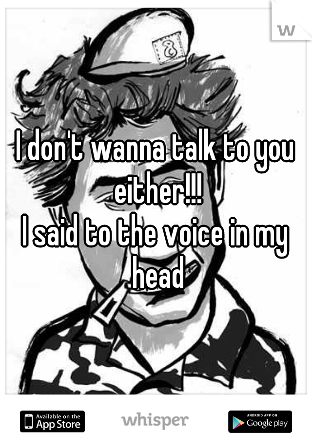 I don't wanna talk to you either!!!


I said to the voice in my head