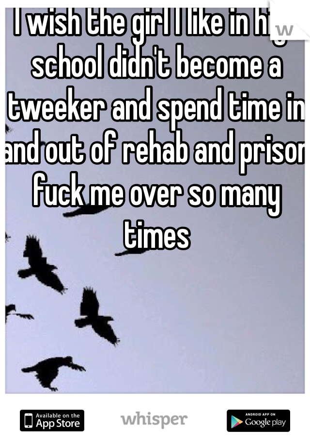 I wish the girl I like in high school didn't become a tweeker and spend time in and out of rehab and prison  fuck me over so many times 