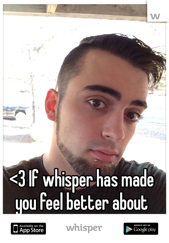 <3 If whisper has made you feel better about yourself in any way. 