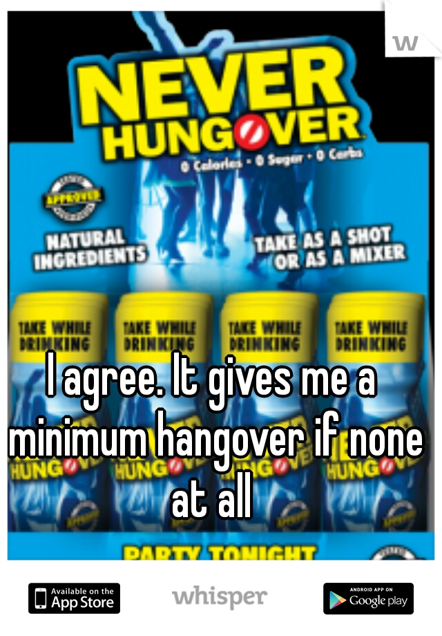 I agree. It gives me a minimum hangover if none at all 