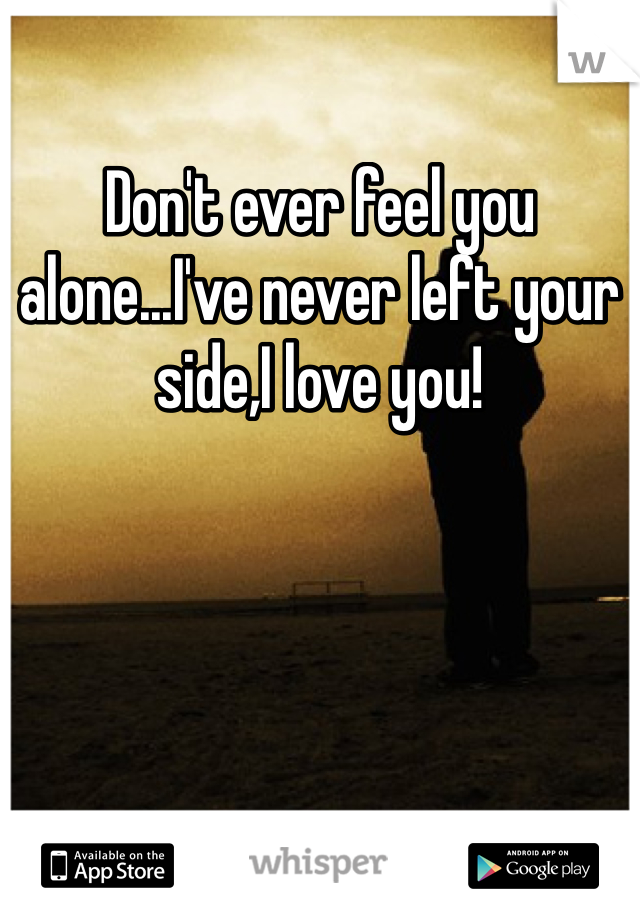 Don't ever feel you alone...I've never left your side,I love you!