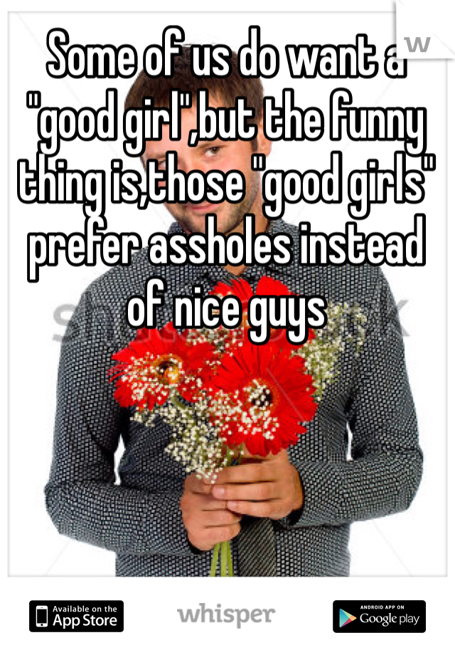 Some of us do want a "good girl",but the funny thing is,those "good girls" prefer assholes instead of nice guys