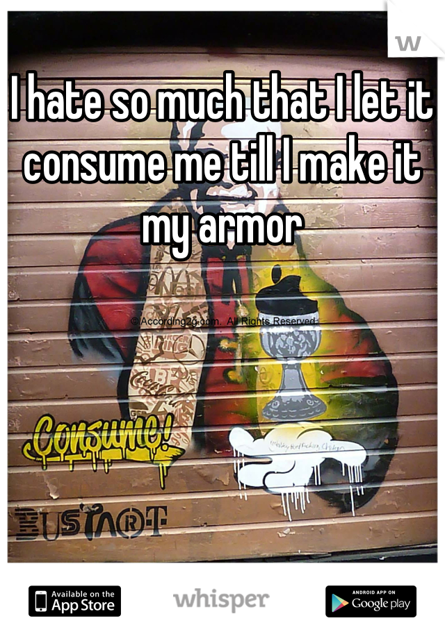I hate so much that I let it consume me till I make it my armor