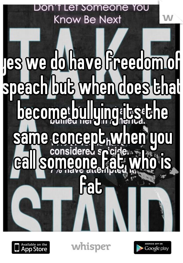 yes we do have freedom of speach but when does that become bullying its the same concept when you call someone fat who is fat 