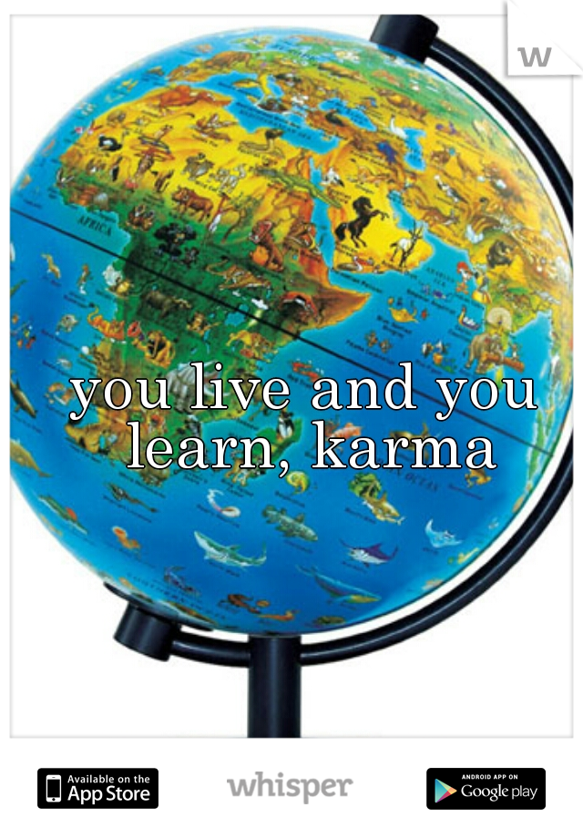 you live and you learn, karma