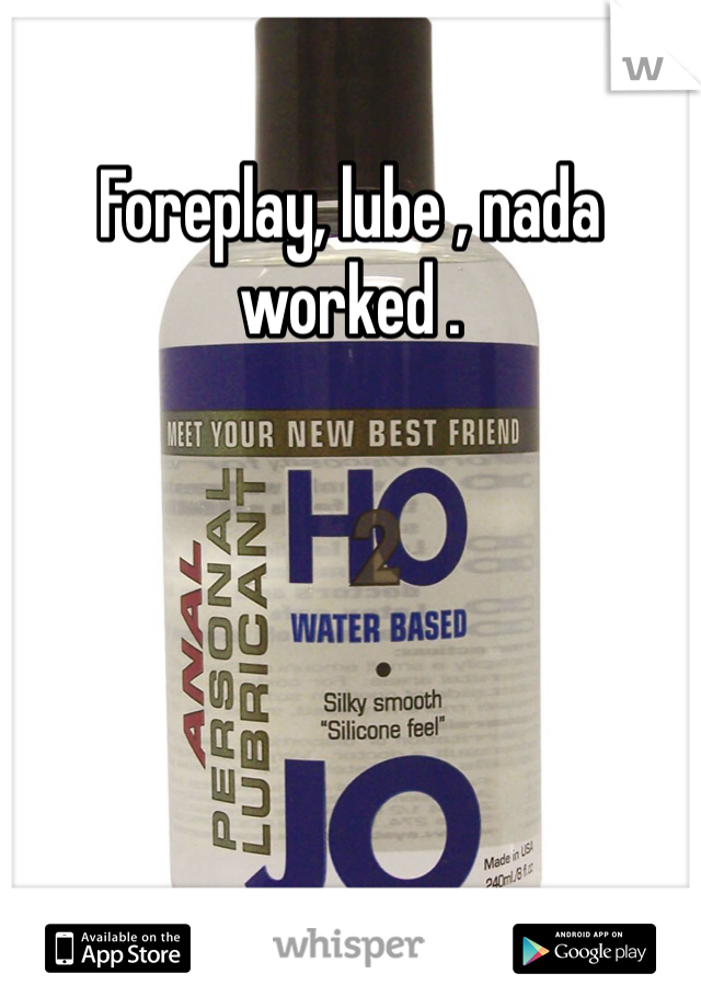 Foreplay, lube , nada worked . 