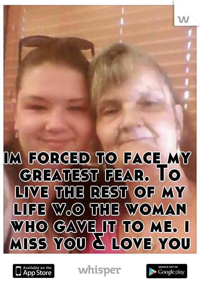 im forced to face my greatest fear. To live the rest of my life w.o the woman who gave it to me. i miss you & love you mommie.
R.I.P. MOMMIE!!
