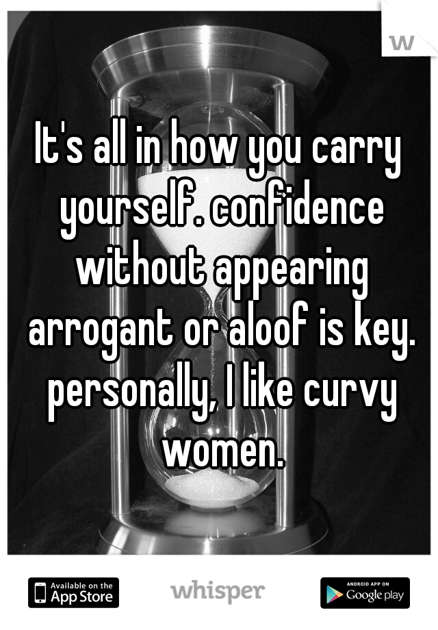 It's all in how you carry yourself. confidence without appearing arrogant or aloof is key. personally, I like curvy women.