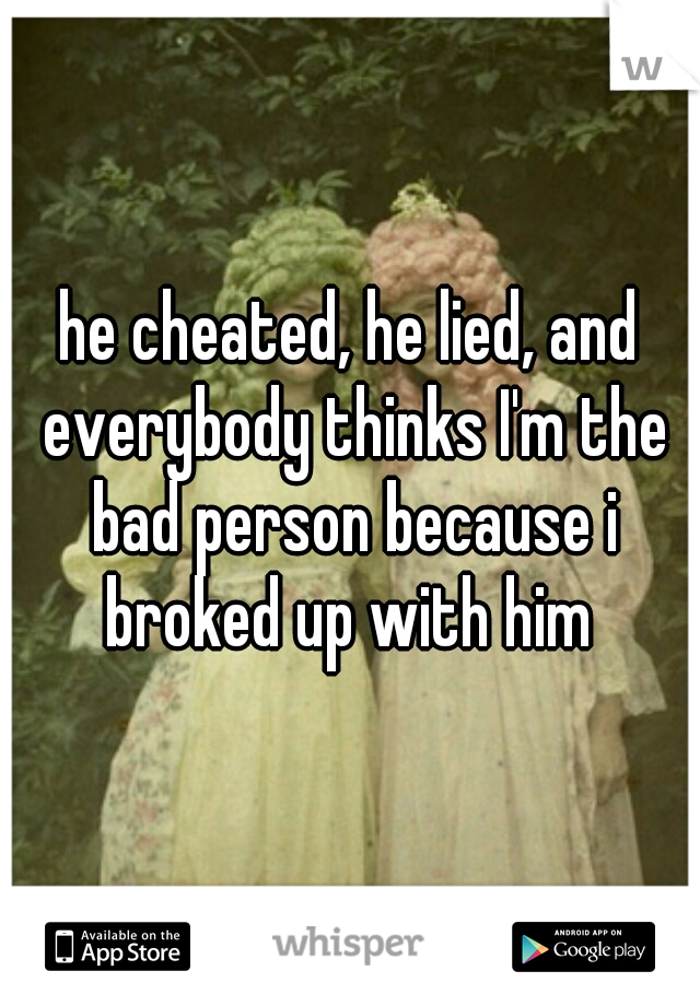 he cheated, he lied, and everybody thinks I'm the bad person because i broked up with him 