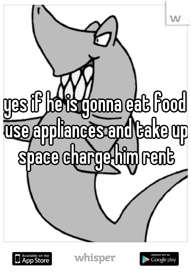 yes if he is gonna eat food use appliances and take up space charge him rent