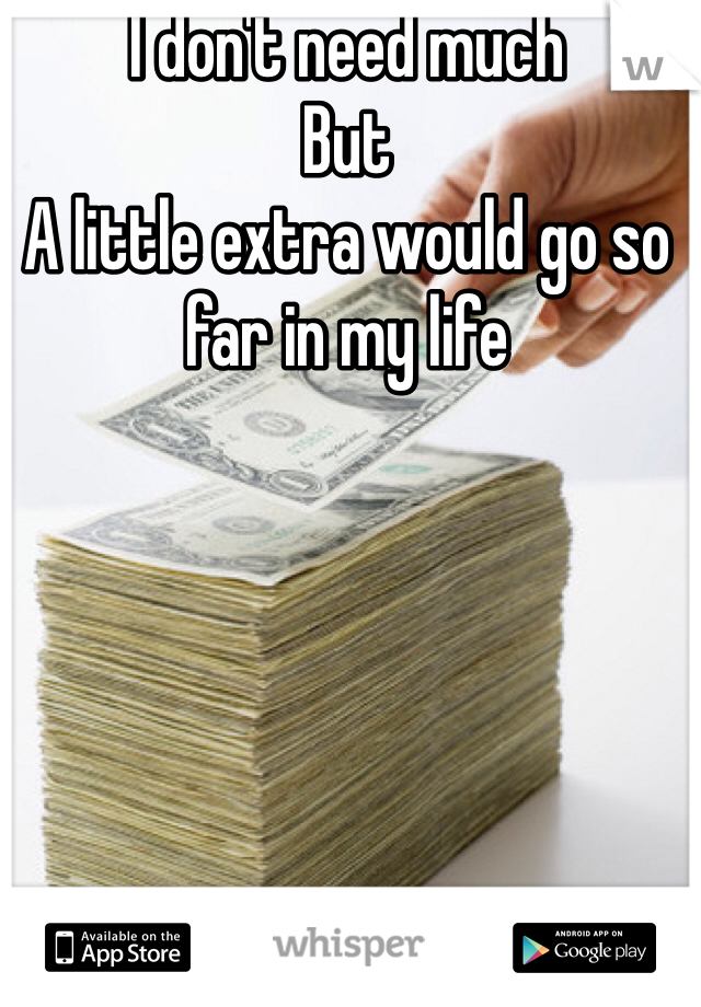 I don't need much
But
A little extra would go so far in my life