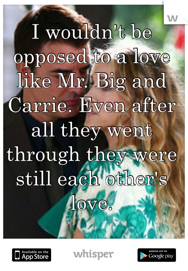 I wouldn't be opposed to a love like Mr. Big and Carrie. Even after all they went through they were still each other's love. 