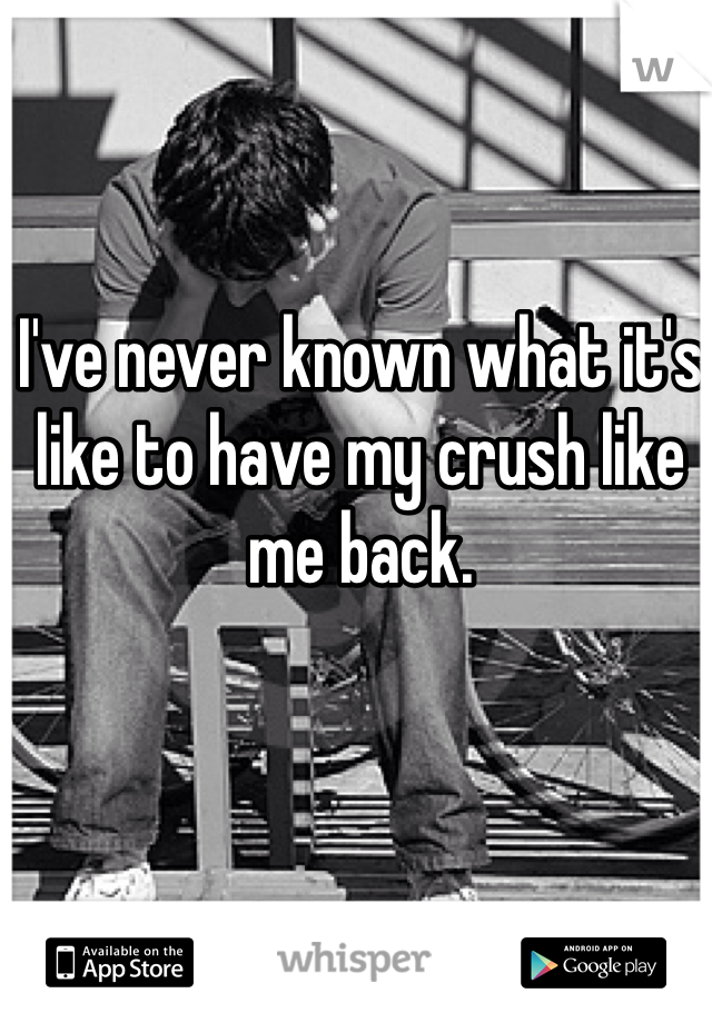 I've never known what it's like to have my crush like me back. 