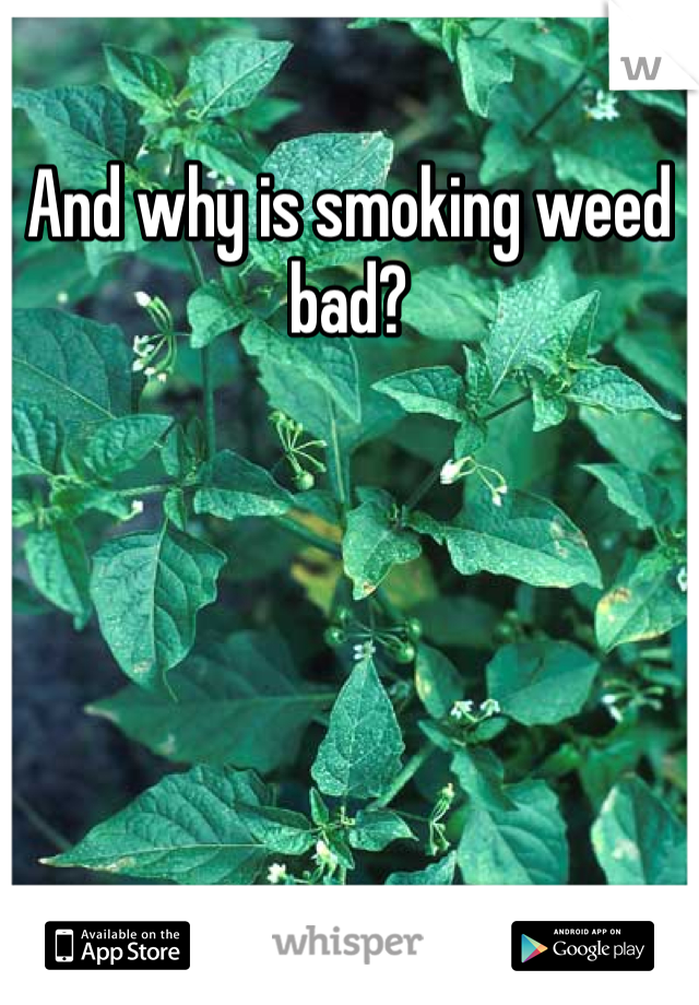And why is smoking weed bad?