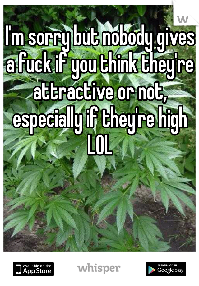 I'm sorry but nobody gives a fuck if you think they're attractive or not, especially if they're high LOL