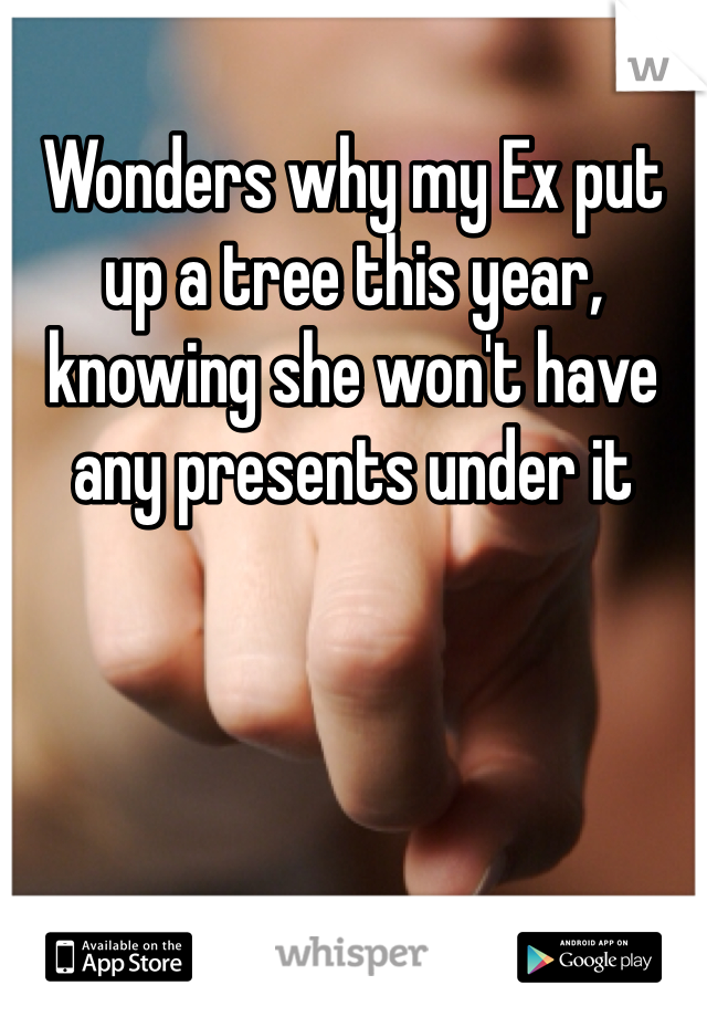 Wonders why my Ex put up a tree this year, knowing she won't have any presents under it
