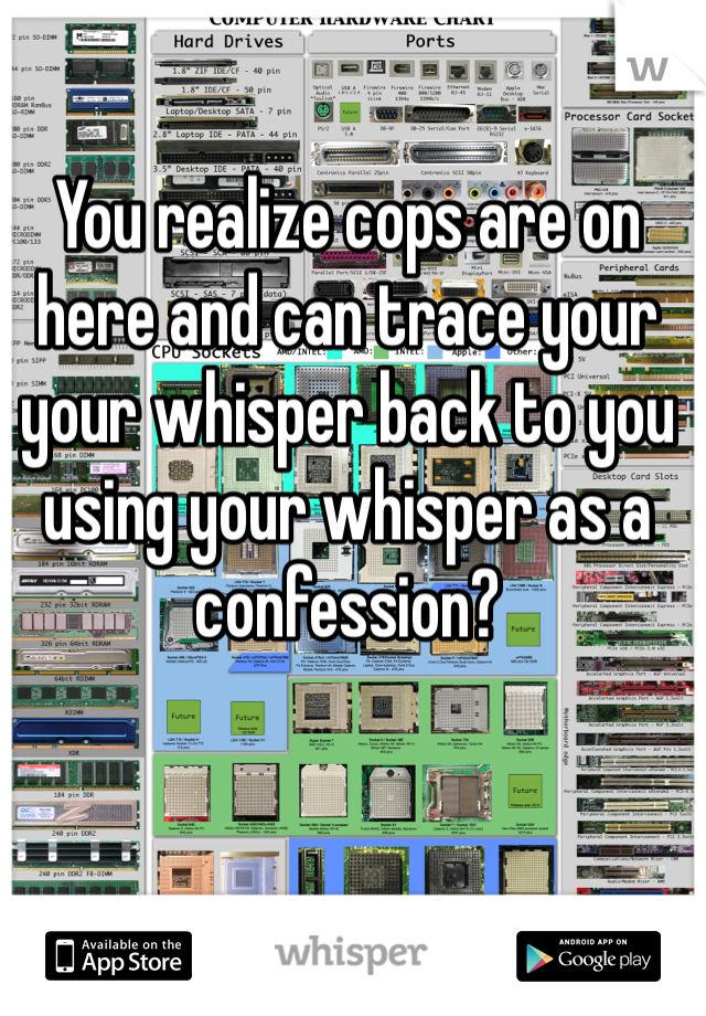 You realize cops are on here and can trace your your whisper back to you using your whisper as a confession?