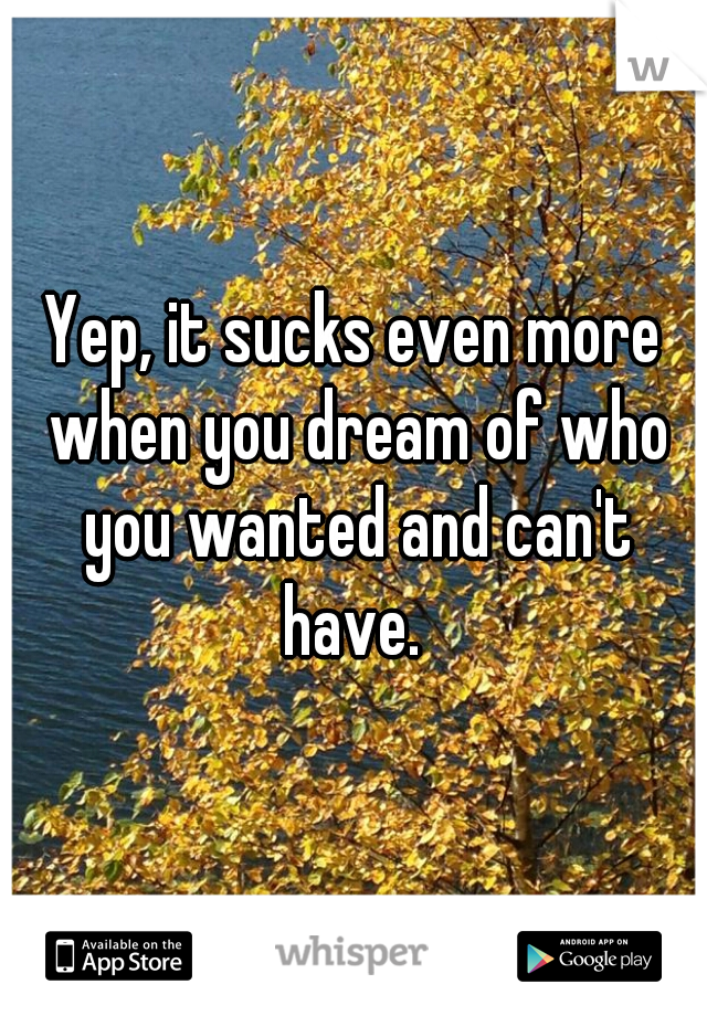 Yep, it sucks even more when you dream of who you wanted and can't have. 