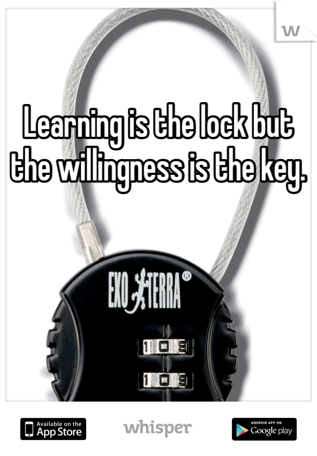 Learning is the lock but the willingness is the key. 