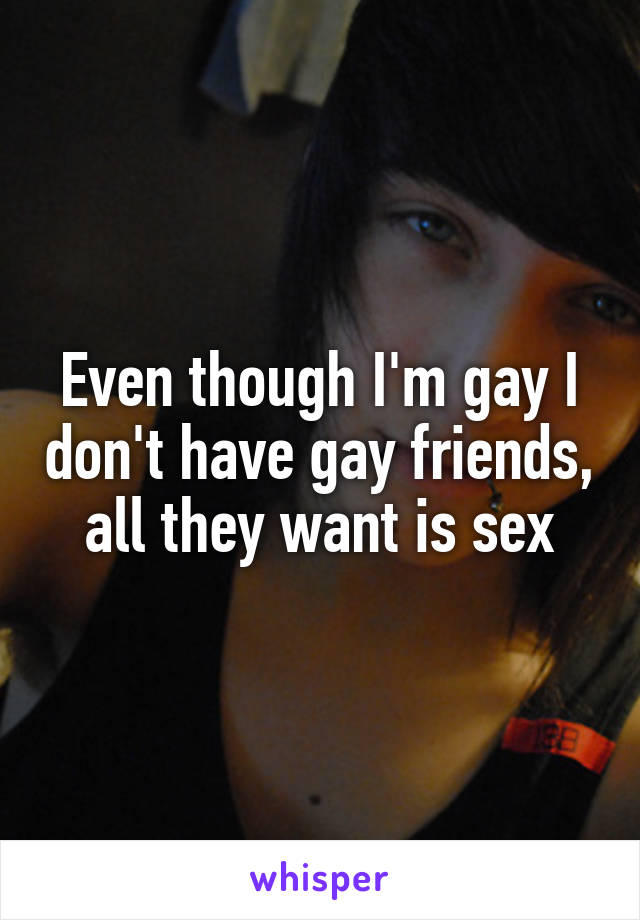 Even though I'm gay I don't have gay friends, all they want is sex