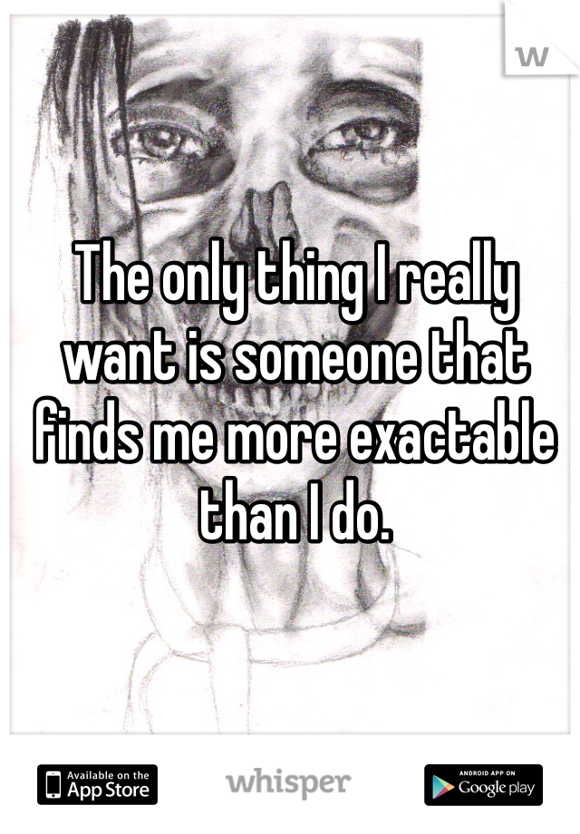 The only thing I really want is someone that finds me more exactable than I do.