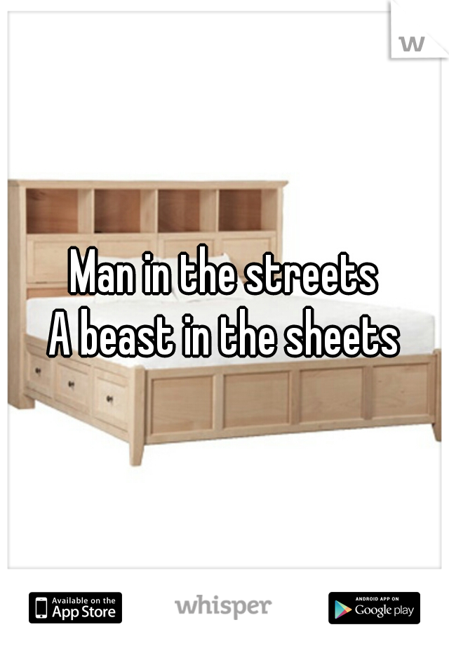 Man in the streets
A beast in the sheets