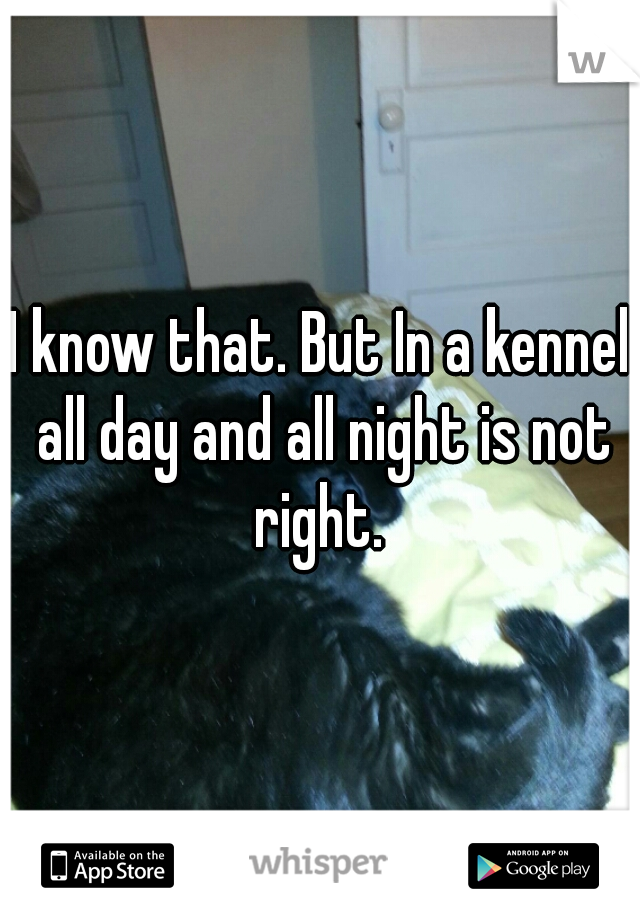 I know that. But In a kennel all day and all night is not right. 