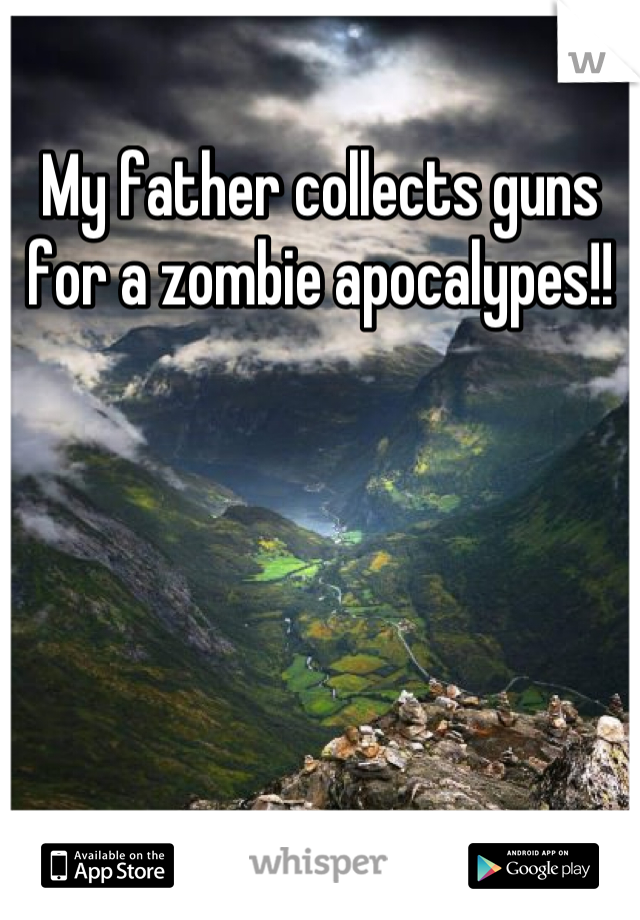 My father collects guns for a zombie apocalypes!!