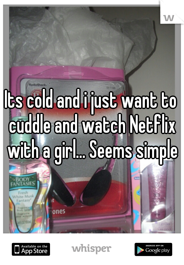 Its cold and i just want to cuddle and watch Netflix with a girl... Seems simple