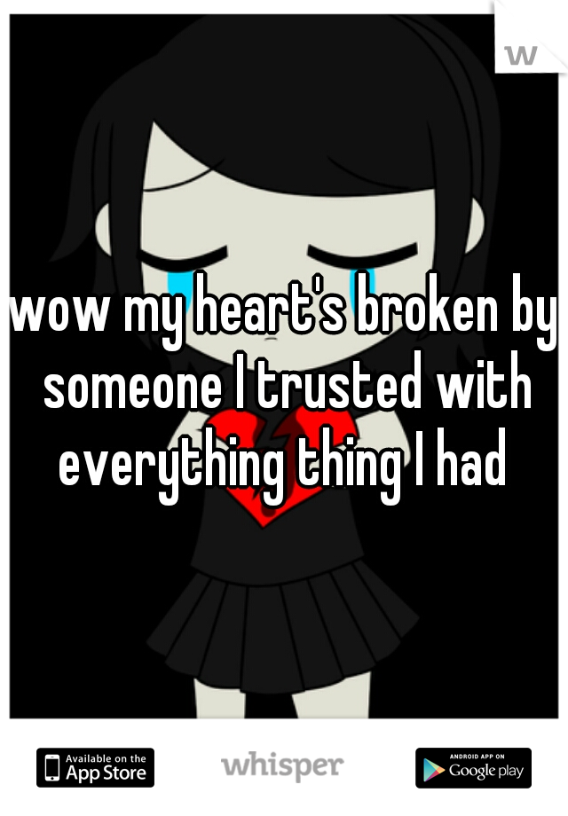 wow my heart's broken by someone I trusted with everything thing I had 
