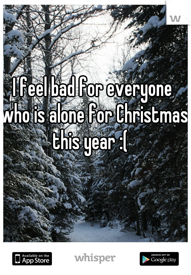 I feel bad for everyone who is alone for Christmas this year :(  