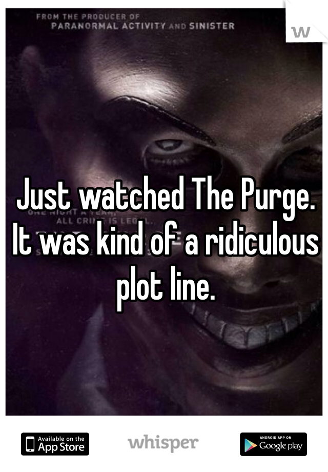 Just watched The Purge. It was kind of a ridiculous plot line.