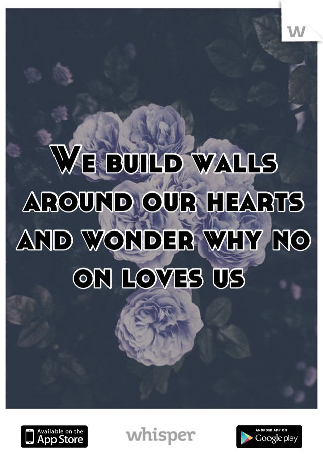We build walls around our hearts and wonder why no on loves us 