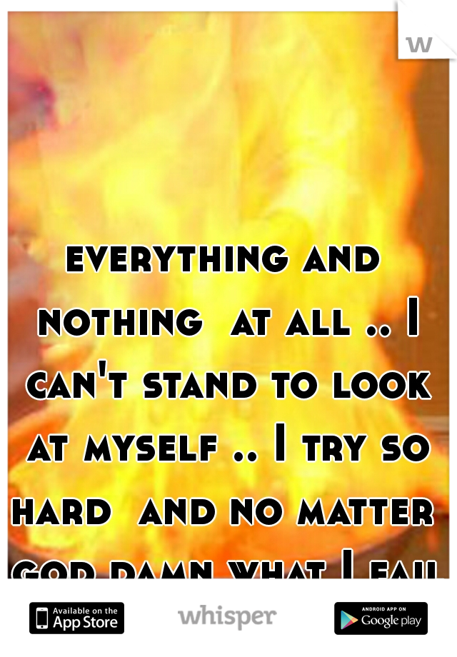 everything and nothing  at all .. I can't stand to look at myself .. I try so hard  and no matter  god damn what I fail 