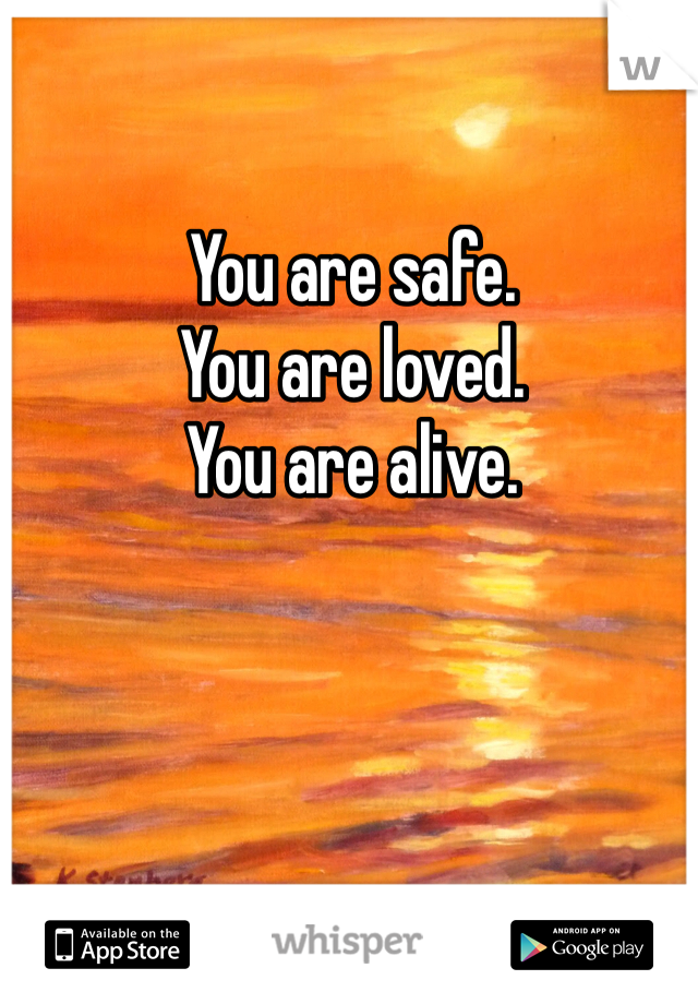 You are safe. 
You are loved. 
You are alive. 