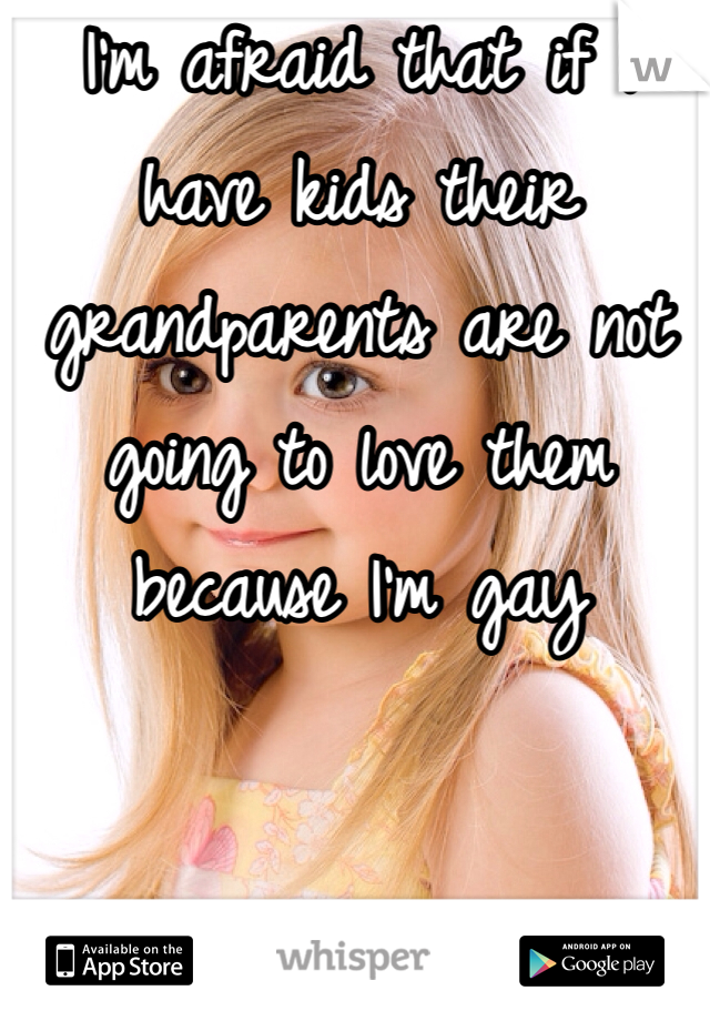 I'm afraid that if I have kids their grandparents are not going to love them because I'm gay 