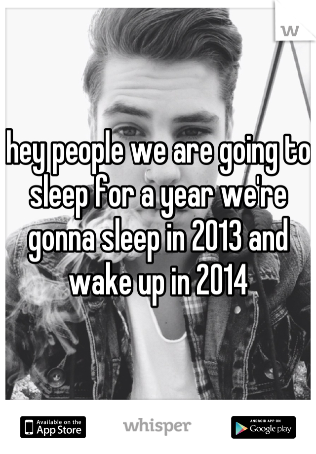 hey people we are going to sleep for a year we're gonna sleep in 2013 and wake up in 2014