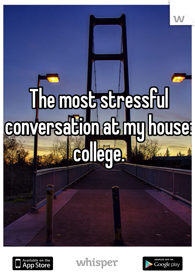 The most stressful conversation at my house: college. 