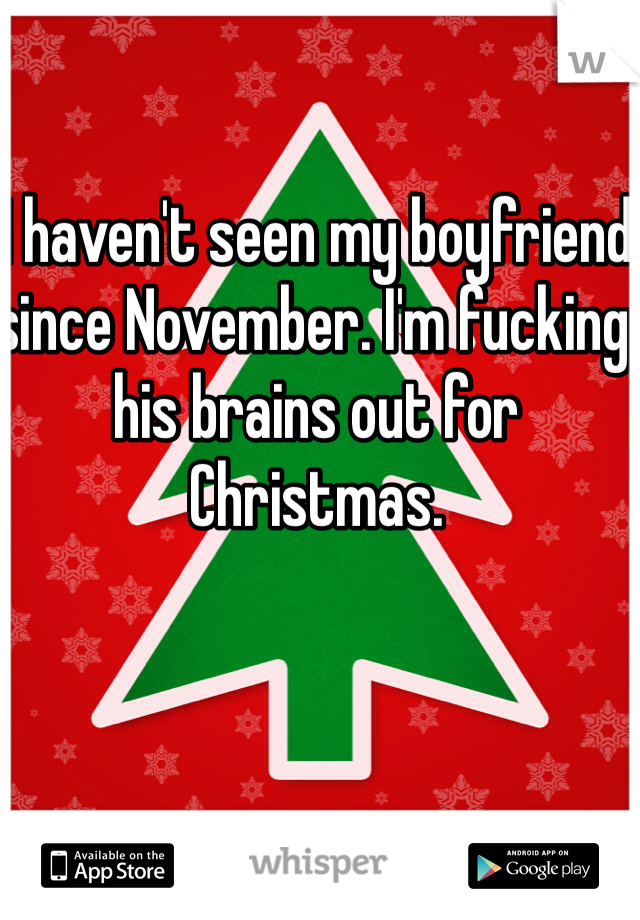 I haven't seen my boyfriend since November. I'm fucking his brains out for Christmas. 