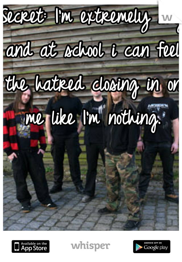 Secret: I'm extremely shy and at school i can feel the hatred closing in on me like I'm nothing.