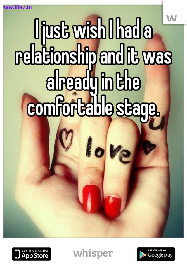 I just wish I had a relationship and it was already in the comfortable stage. 