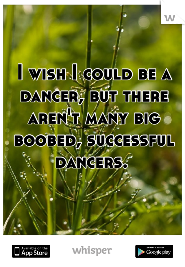 I wish I could be a dancer, but there aren't many big boobed, successful dancers. 