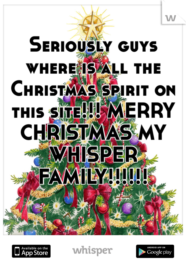 Seriously guys where is all the Christmas spirit on this site!!! MERRY CHRISTMAS MY WHISPER FAMILY!!!!!!