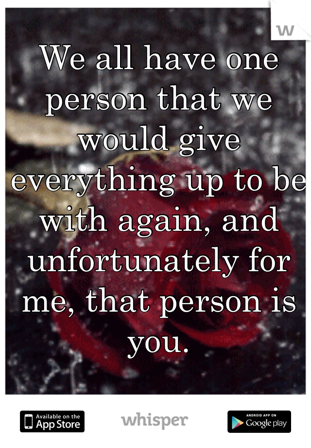 We all have one person that we would give everything up to be with again, and unfortunately for me, that person is you.