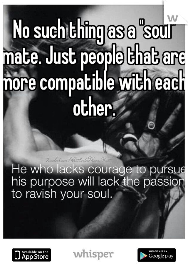 No such thing as a "soul" mate. Just people that are more compatible with each other. 
