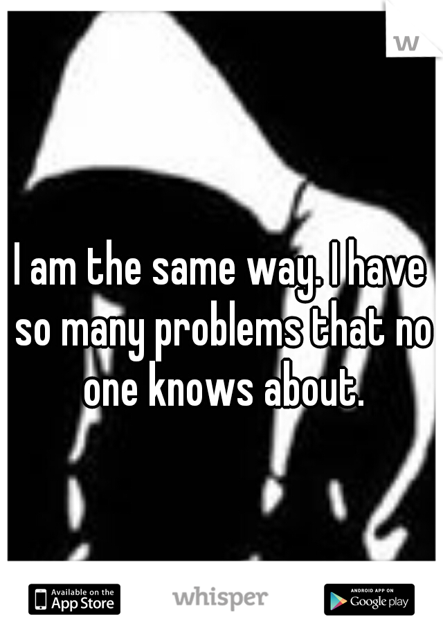 I am the same way. I have so many problems that no one knows about.