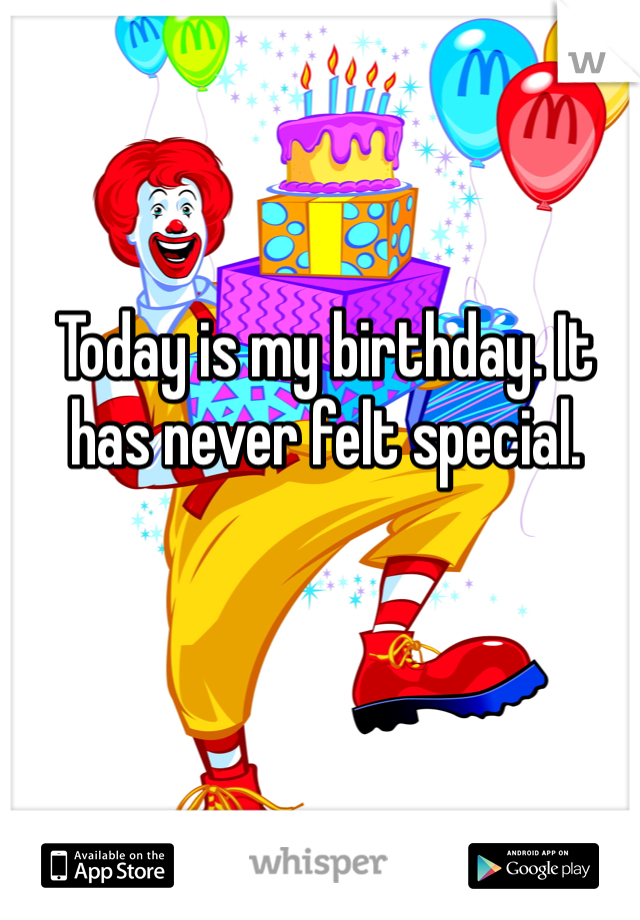 Today is my birthday. It has never felt special.