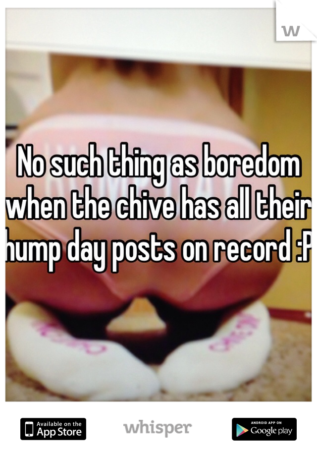 No such thing as boredom when the chive has all their hump day posts on record :P