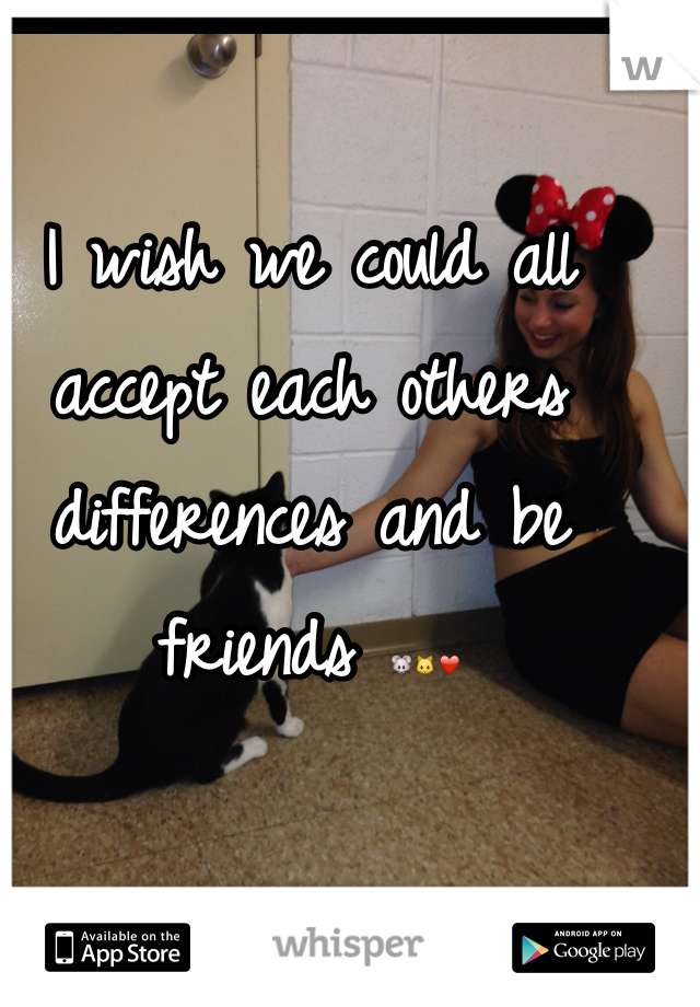 I wish we could all accept each others differences and be friends 🐭🐱❤