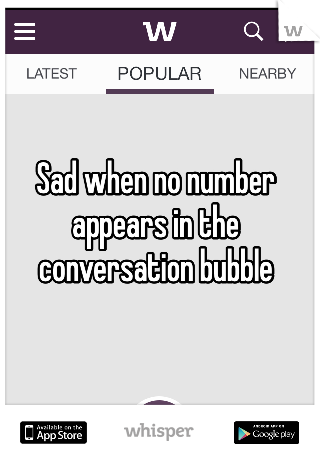 Sad when no number
appears in the
conversation bubble
